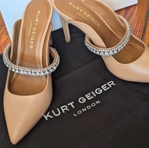 Kurt Geiger London Crystal Strap Nude Pump Heels Size 38.5 /US 8